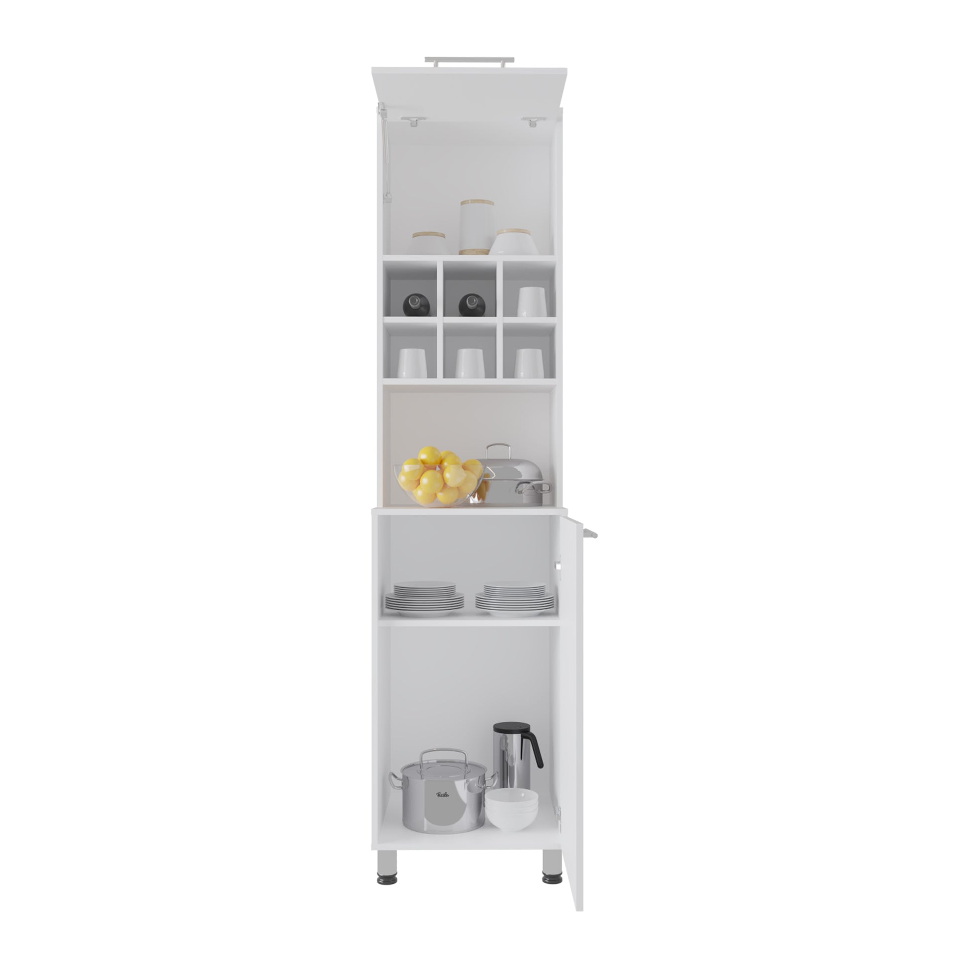 White MDF Modern Buffet Cabinet - 80" Storage