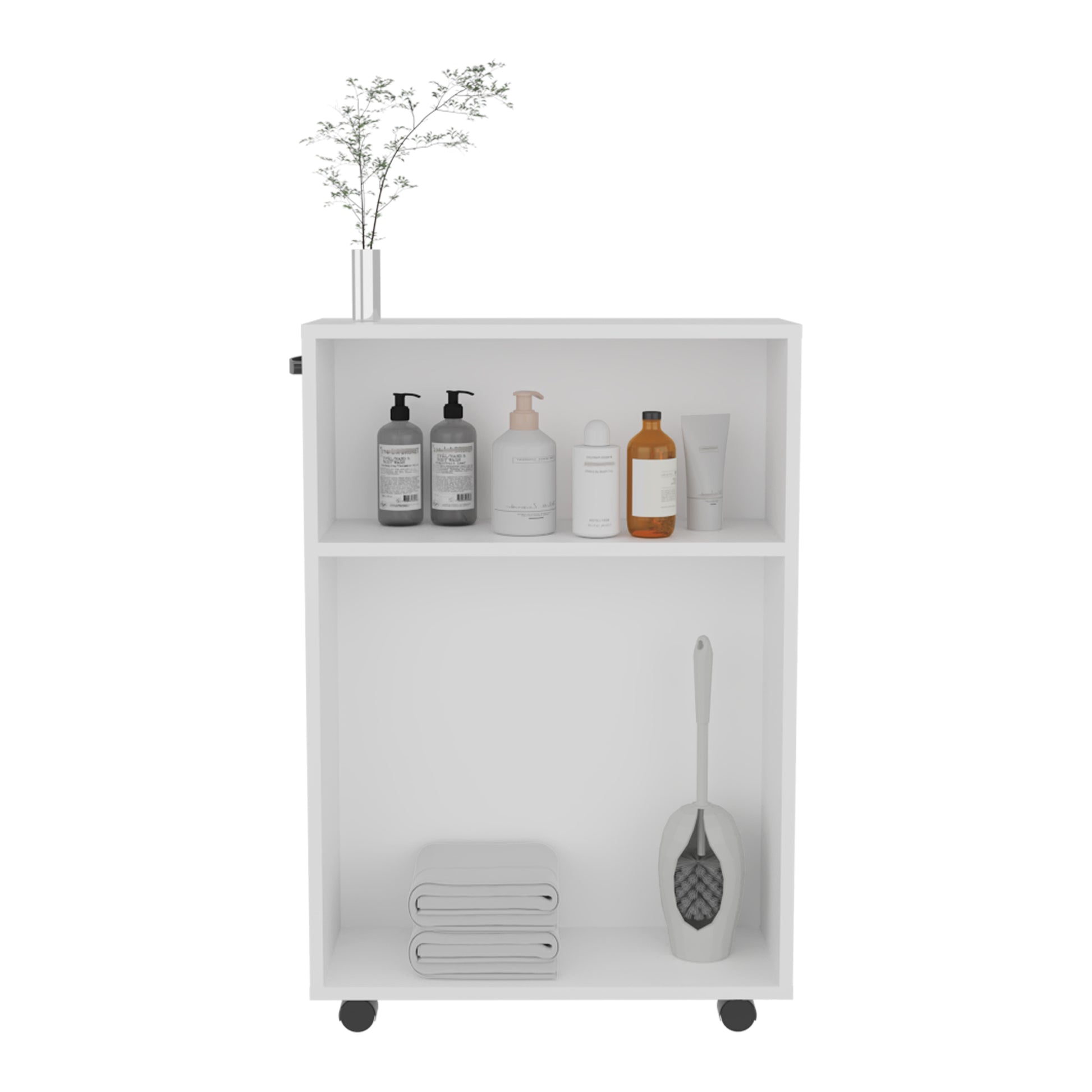 White Rolling Kitchen Cart - 81" Storage Cart for Dining Room