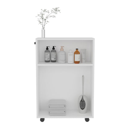 White Rolling Kitchen Cart - 81" Storage Cart for Dining Room