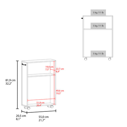 White Rolling Kitchen Cart - 81" Storage Cart for Dining Room