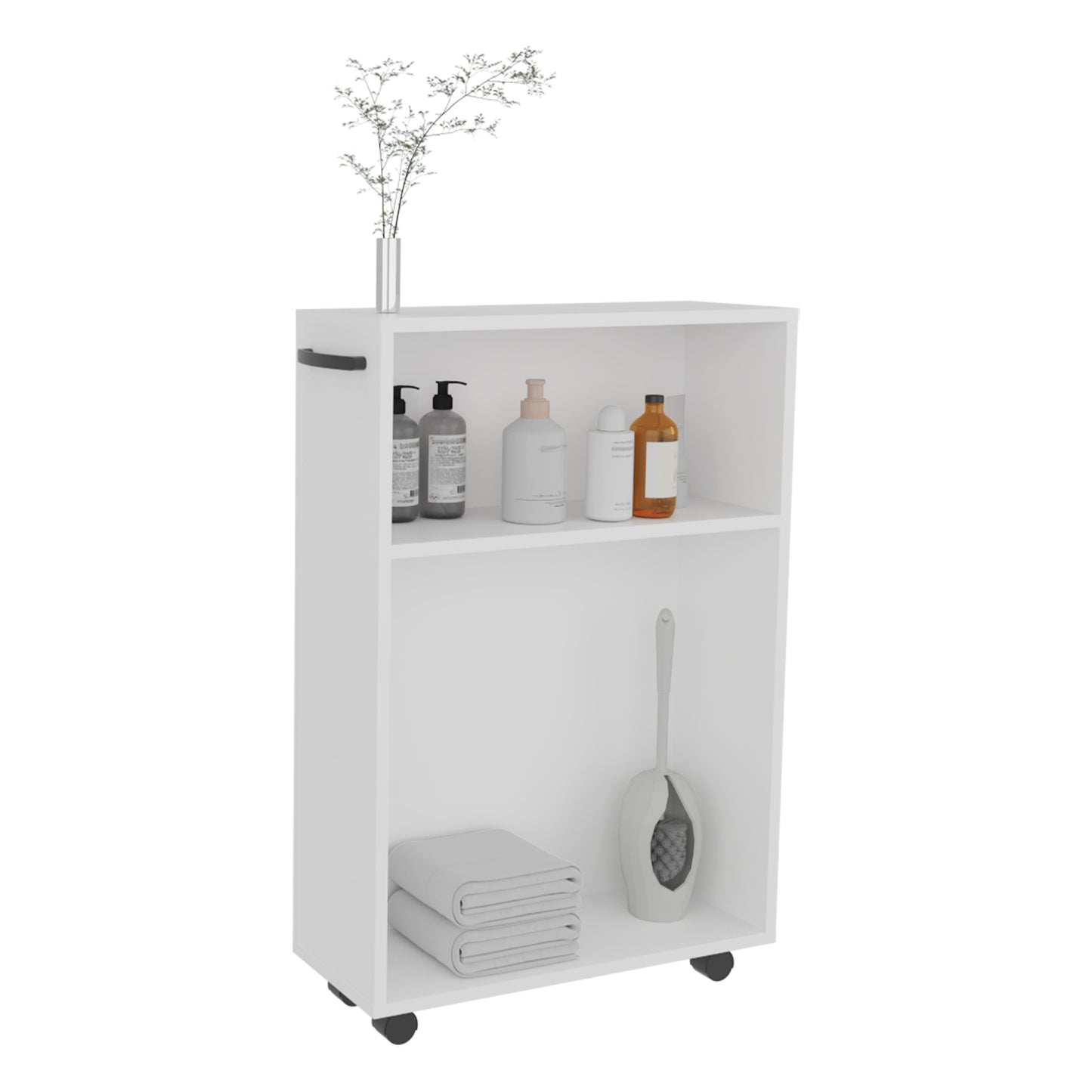 White Rolling Kitchen Cart - 81" Storage Cart for Dining Room