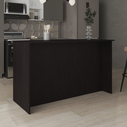 Modern Black MDF Kitchen Island with Storage and Shelving