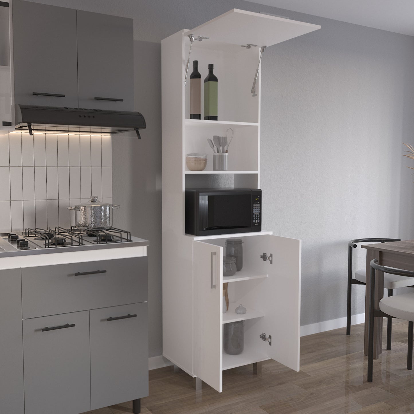 Modern White MDF Dining Room Cabinet with Storage for Kitchen