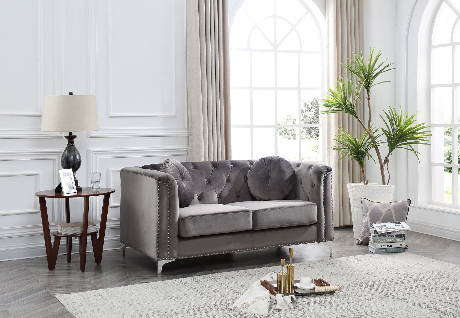 Contemporary Dark Gray Loveseat