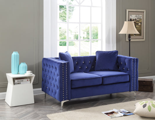 Chic Contemporary Loveseat In Blue