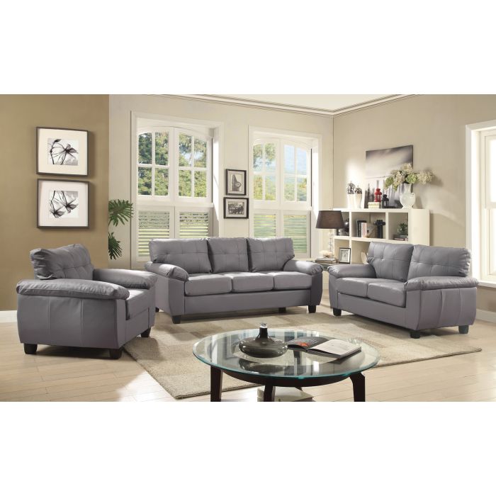 Gray PU Loveseat - 57" W Contemporary Style