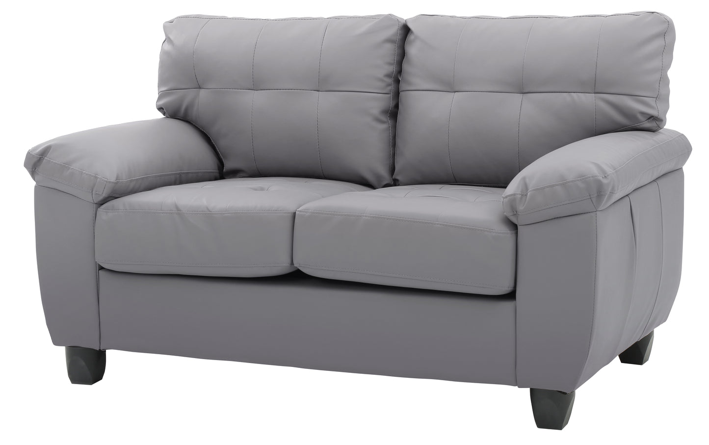 Stylish Gray Loveseat With Padded Arms