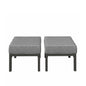 Set of 2 24" Aluminum Patio Ottomans with Dark Gray Cushions, All-Weather Footrests