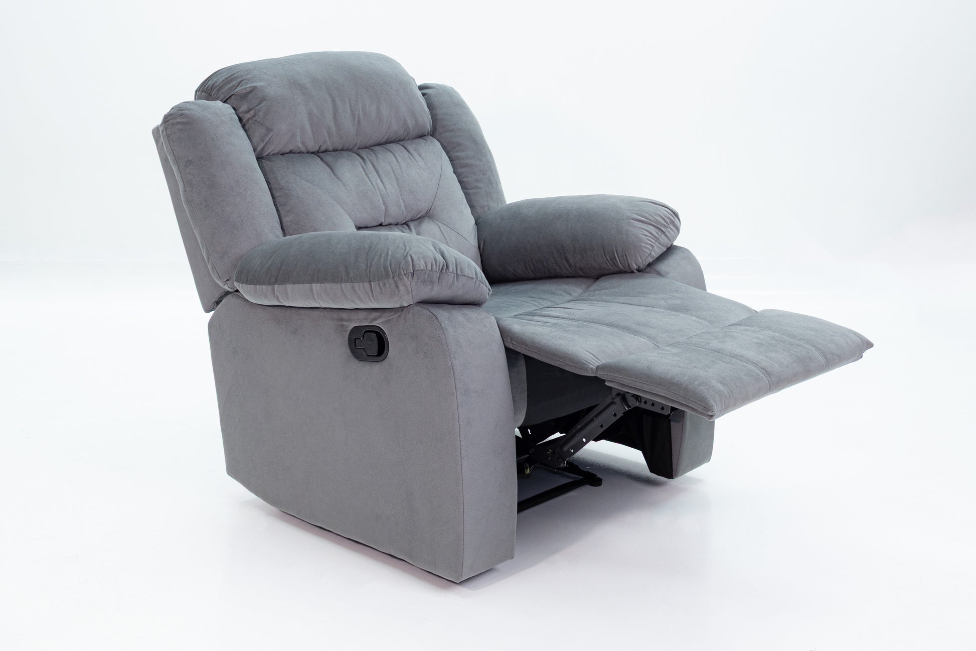 Dark Grey Velvet Manual Recliner Chair - 39" for Living Room