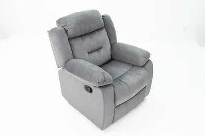 Dark Grey Velvet Manual Recliner Chair - 39" for Living Room