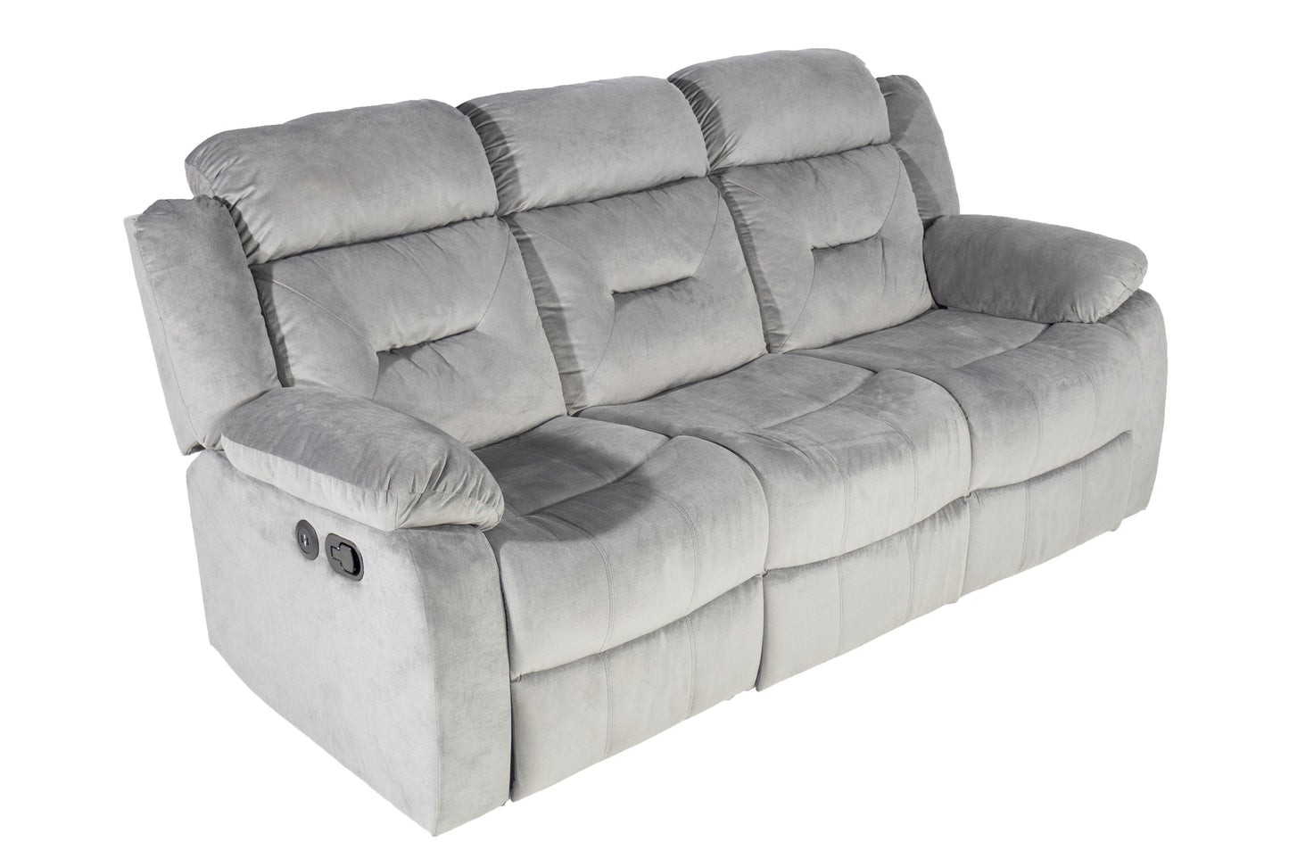 Dark Grey Velvet Manual Recliner Sofa - 84" Wide