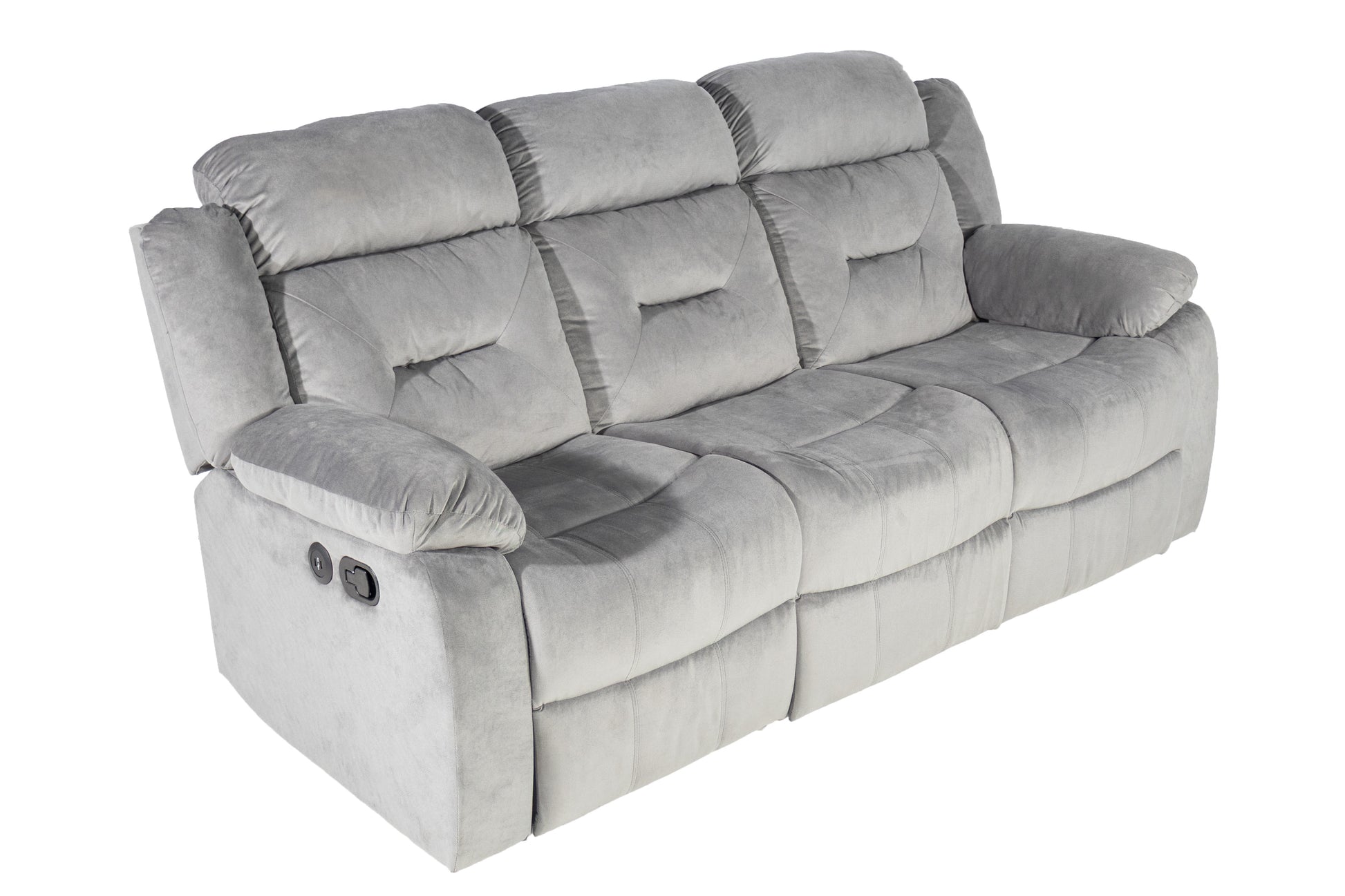 Dark Grey Velvet Manual Recliner Sofa - 84" Wide