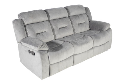 Dark Grey Velvet Manual Recliner Sofa - 84" Wide