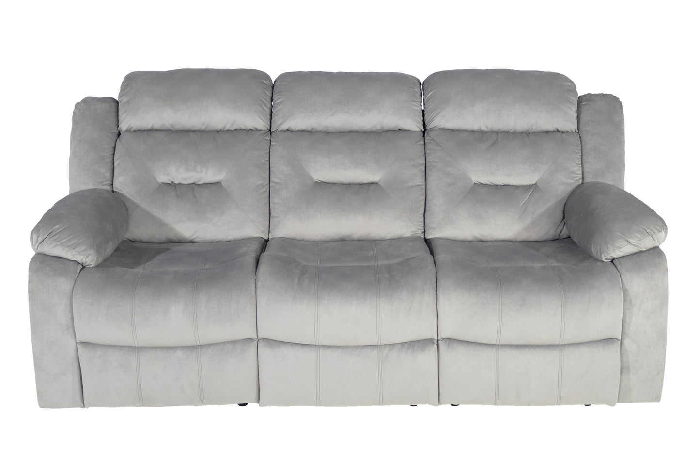 Dark Grey Velvet Manual Recliner Sofa - 84" Wide