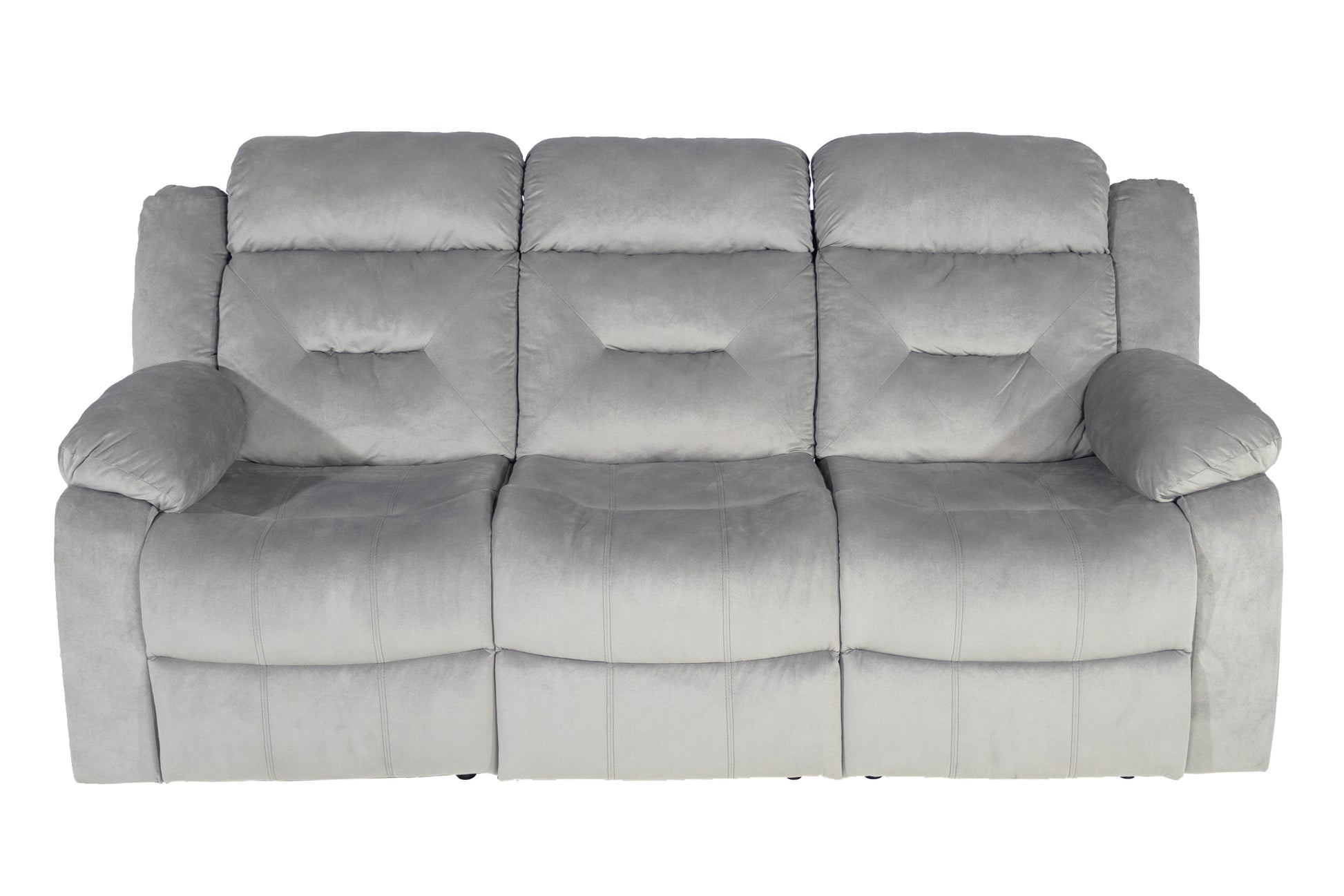 Dark Grey Velvet Manual Recliner Sofa - 84" Wide