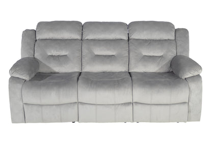 Dark Grey Velvet Manual Recliner Sofa - 84" Wide