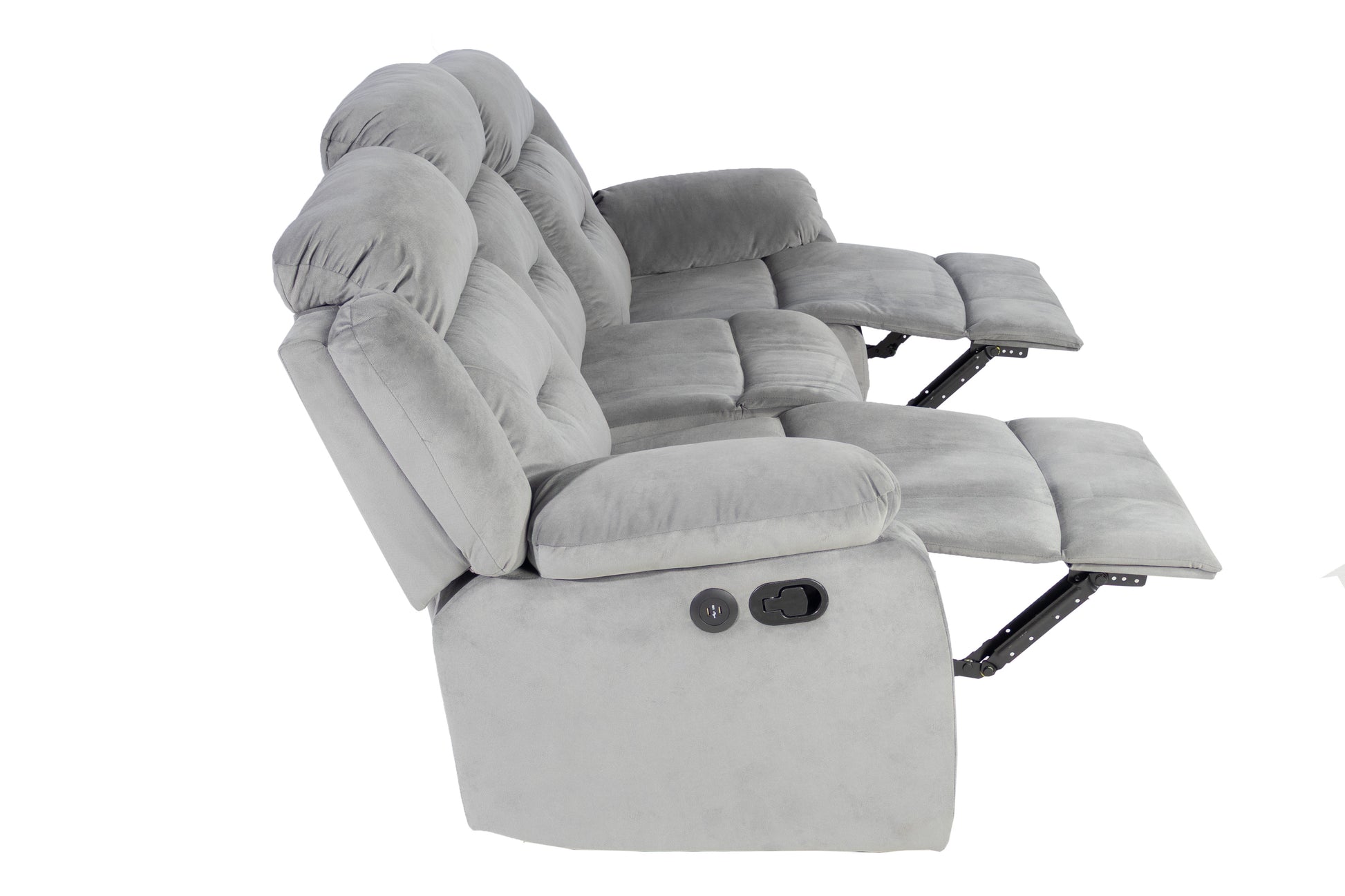 Dark Grey Velvet Manual Recliner Sofa - 84" Wide