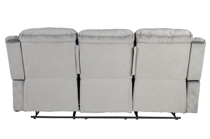 Dark Grey Velvet Manual Recliner Sofa - 84" Wide