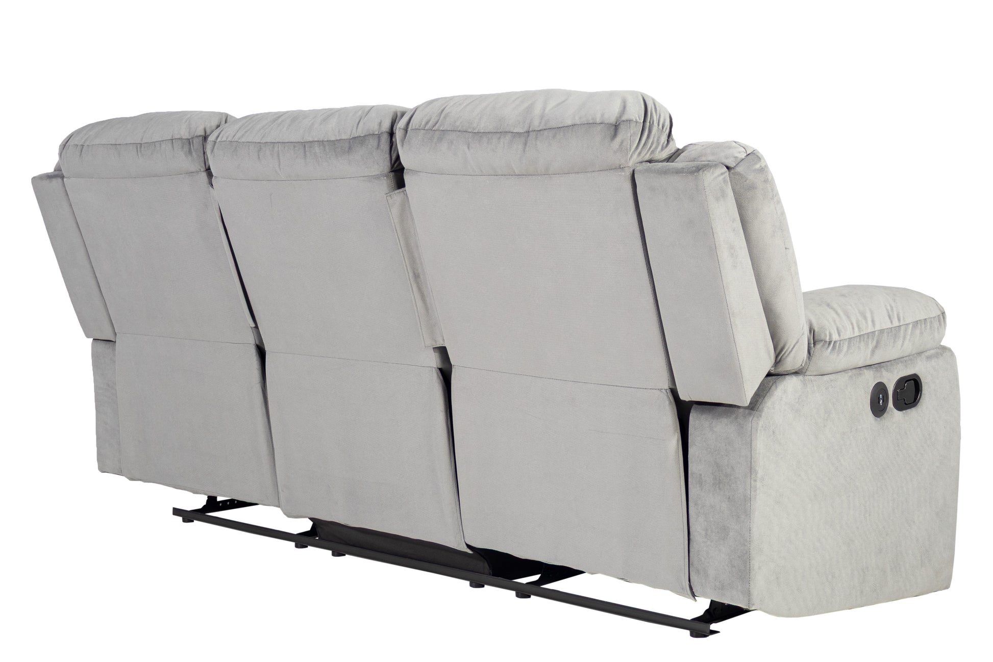 Dark Grey Velvet Manual Recliner Sofa - 84" Wide