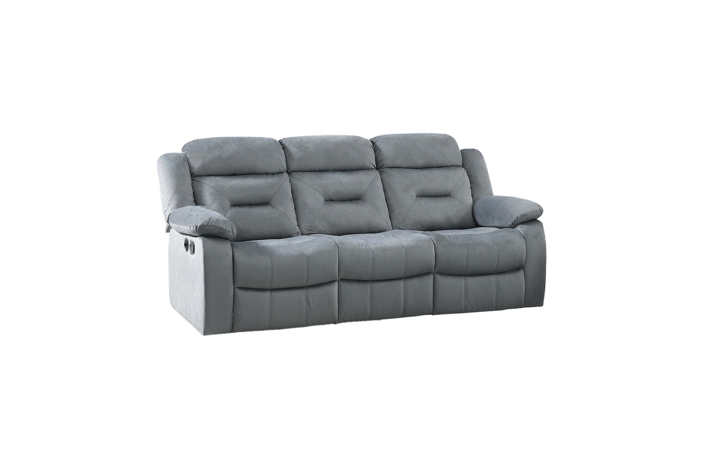 Dark Grey Velvet Manual Recliner Sofa - 84" Wide