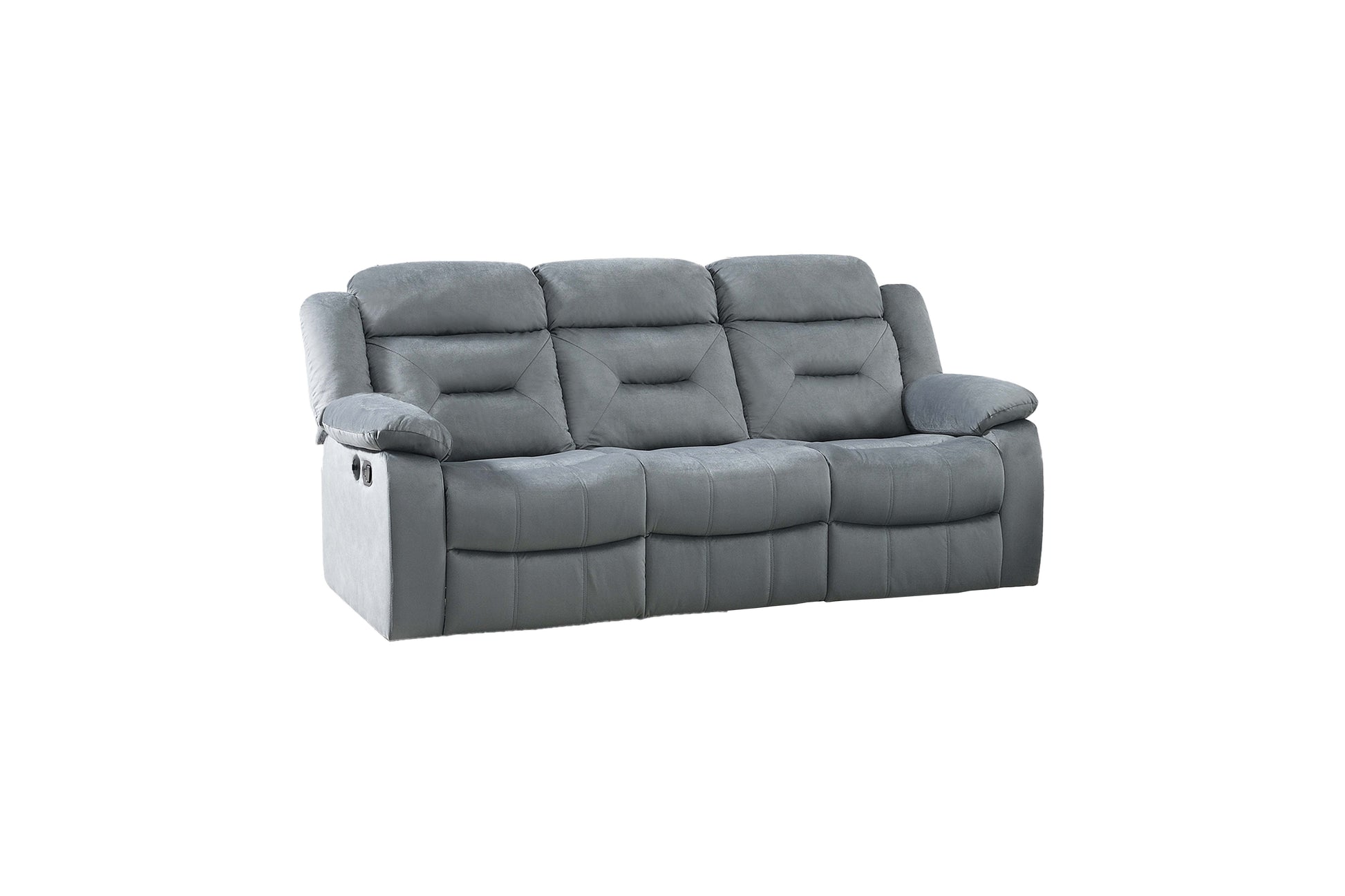Dark Grey Velvet Manual Recliner Sofa - 84" Wide