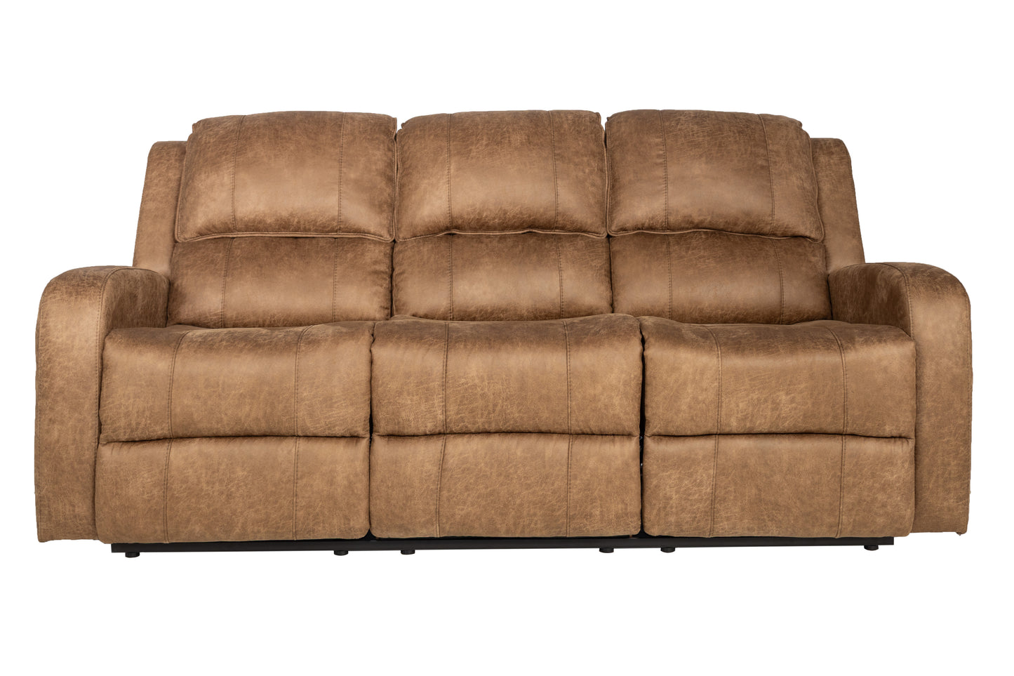 Chestnut Faux Leather Manual Recliner Sofa - 37"W