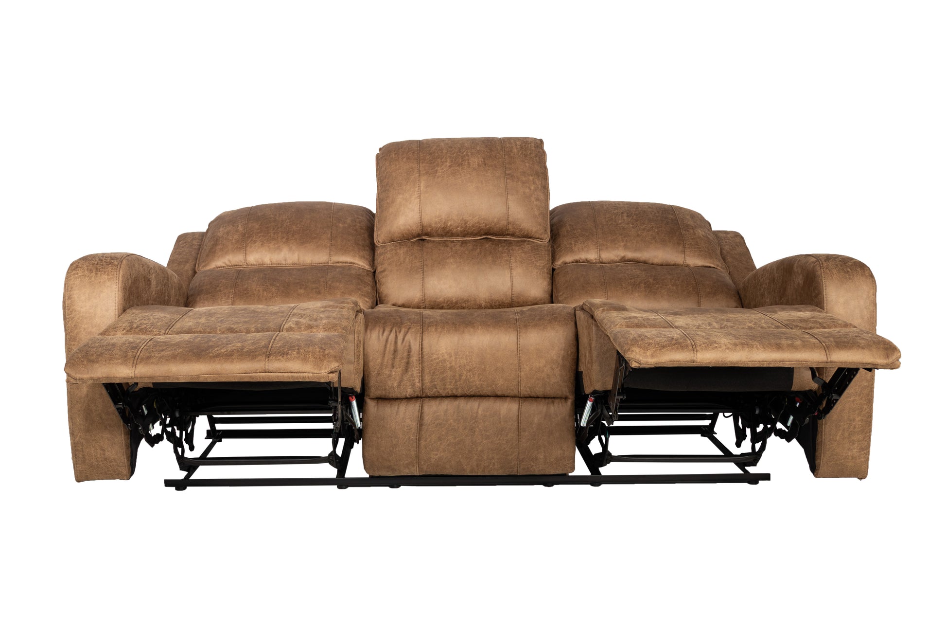 Chestnut Faux Leather Manual Recliner Sofa - 37"W