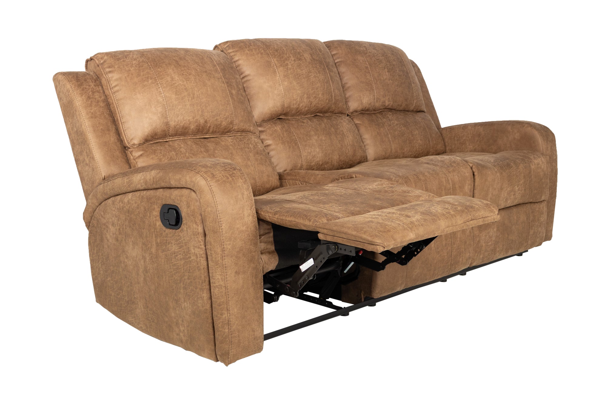 Chestnut Faux Leather Manual Recliner Sofa - 37"W