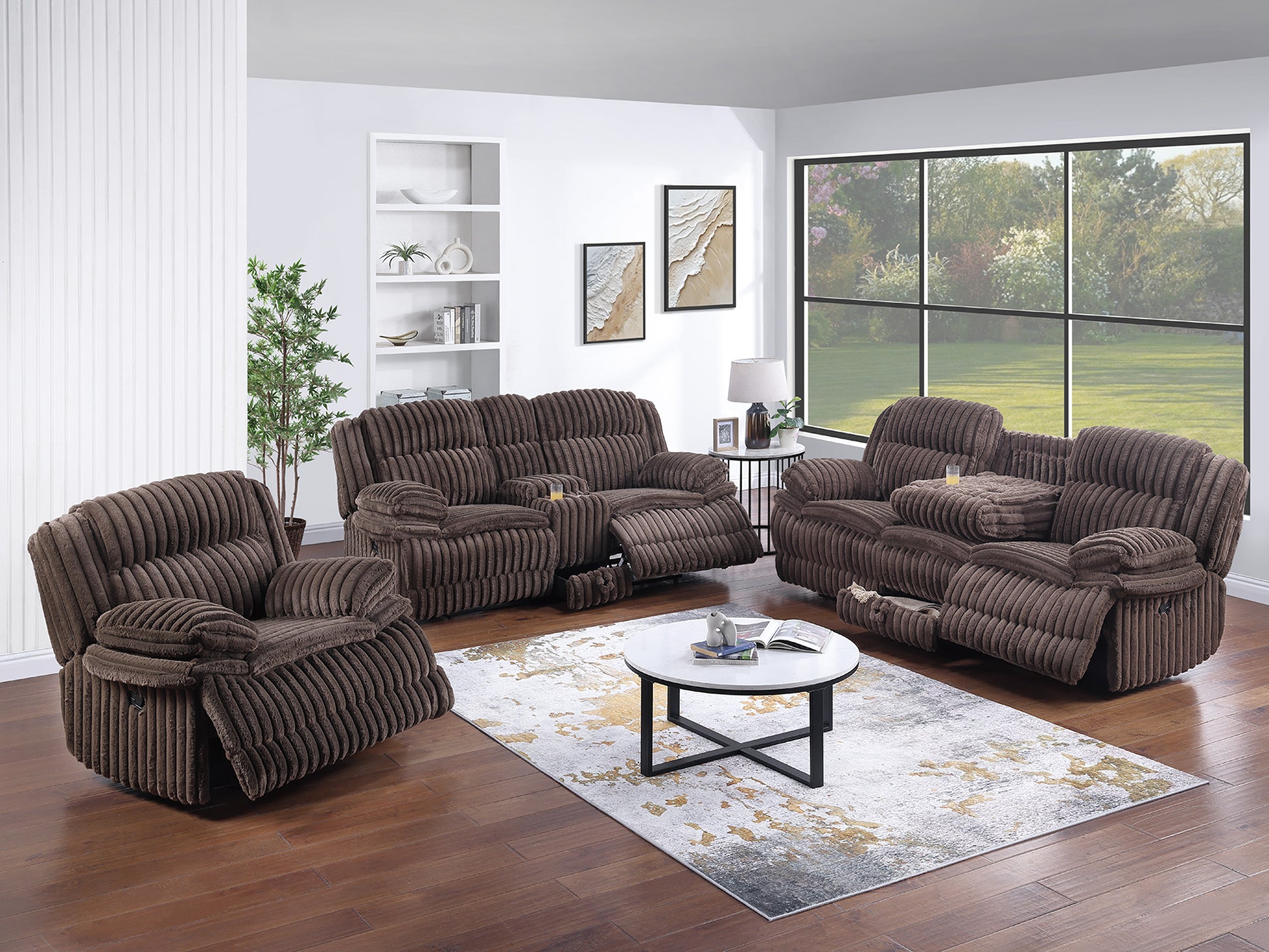 Chocolate Corduroy Loveseat Recliner - 85" Primary Living Space