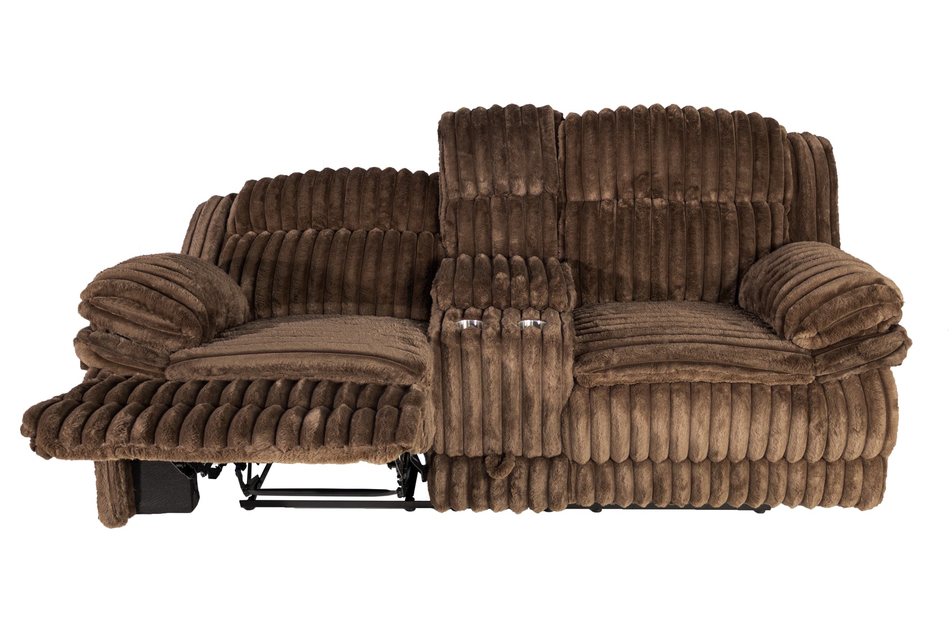 Chocolate Corduroy Loveseat Recliner - 85" Primary Living Space