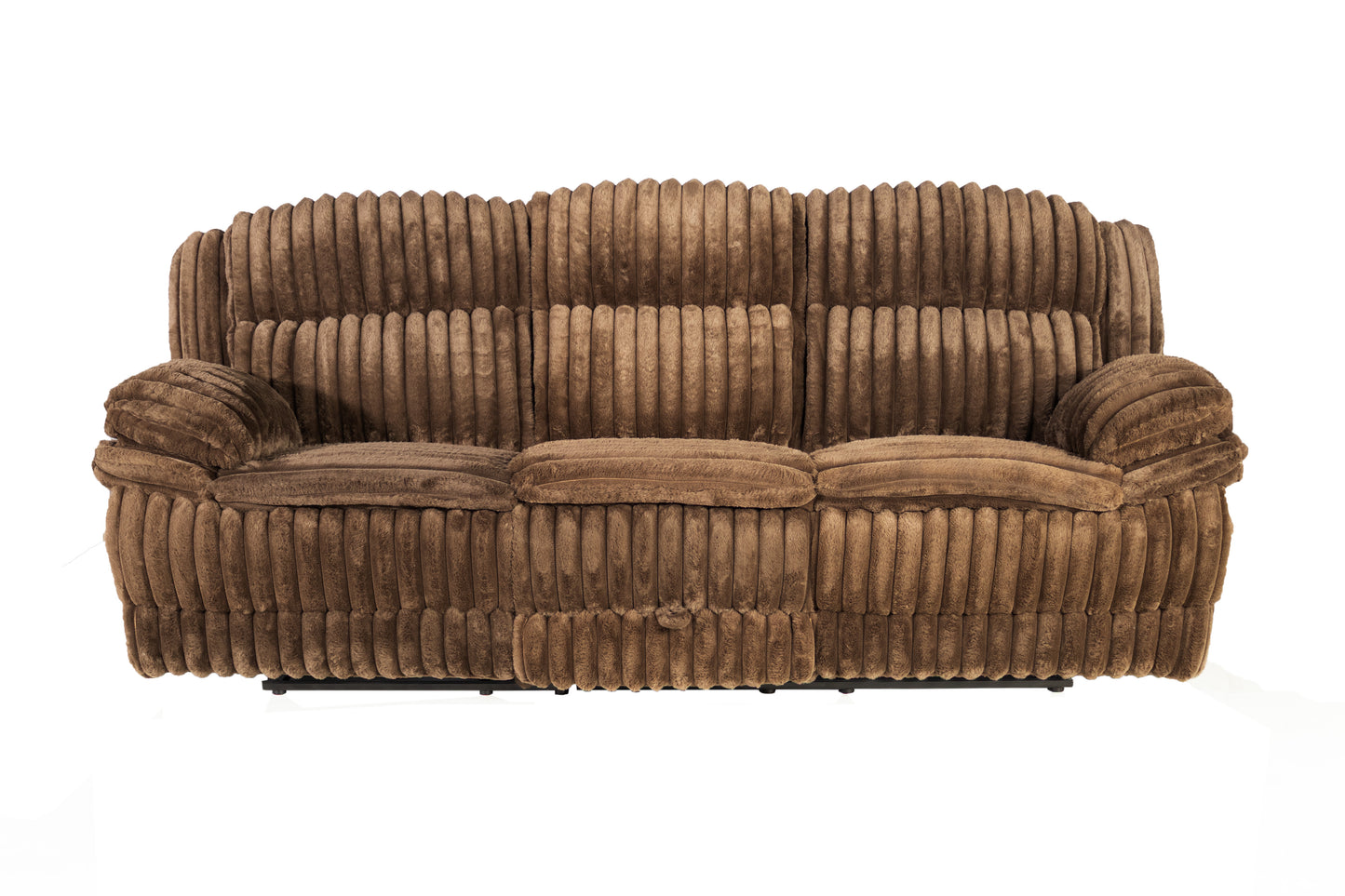 Chocolate Corduroy Recliner with Storage Table for Living Room