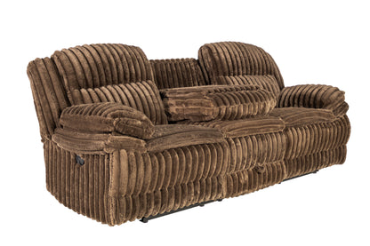 Chocolate Corduroy Recliner with Storage Table for Living Room