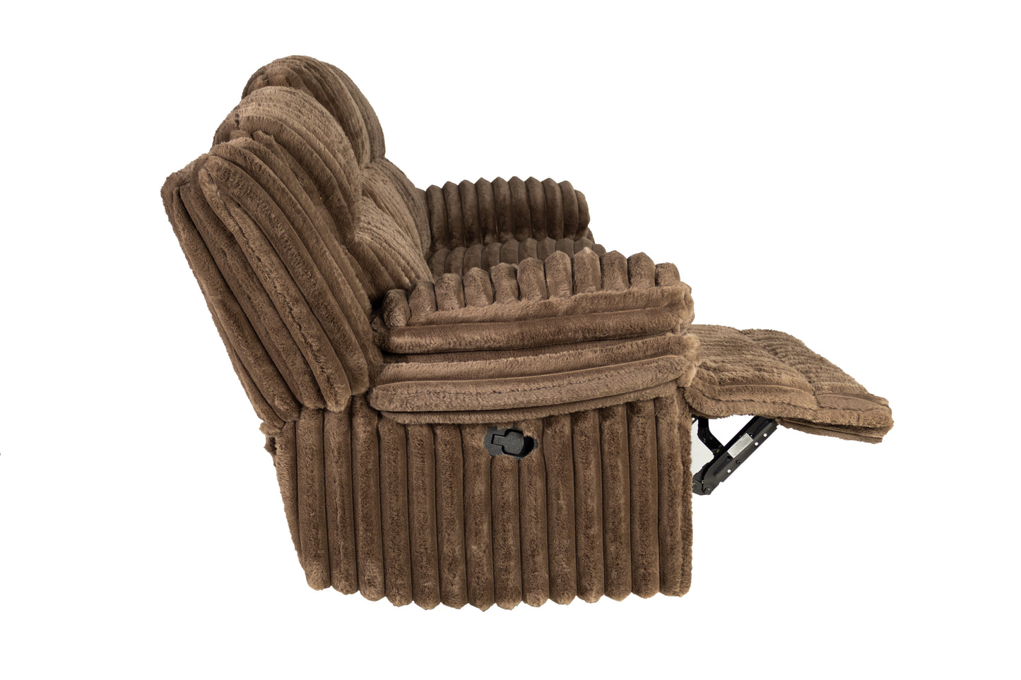 Chocolate Corduroy Recliner with Storage Table for Living Room