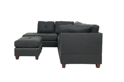 Grey L-Shaped Sectional Sofa - 3 Piece