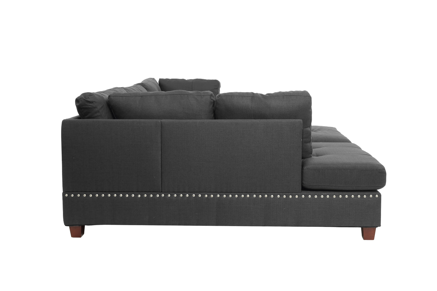 Grey L-Shaped Sectional Sofa - 3 Piece