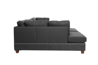 Grey L-Shaped Sectional Sofa - 3 Piece
