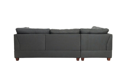 Grey L-Shaped Sectional Sofa - 3 Piece