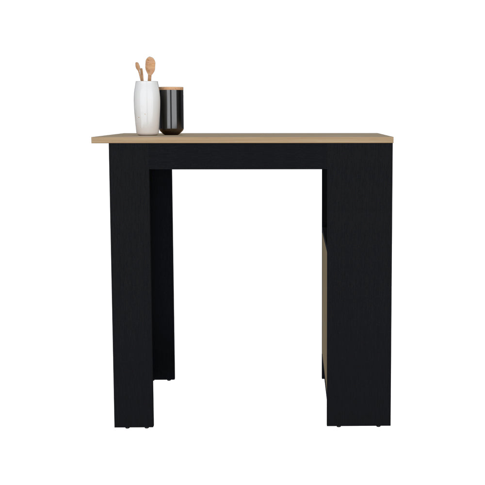 Small Black Kitchen Island - Rectangular Island with Storage