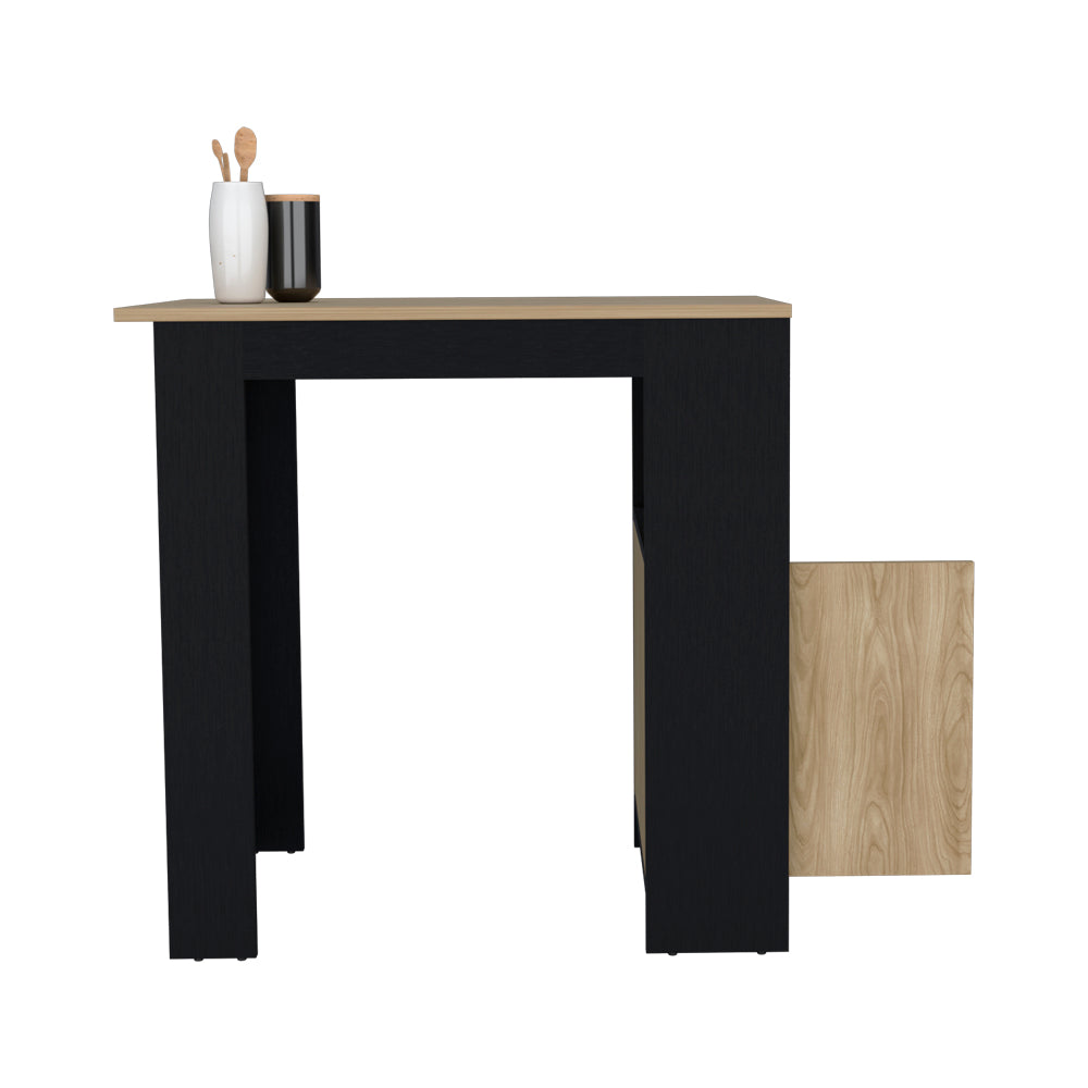 Small Black Kitchen Island - Rectangular Island with Storage