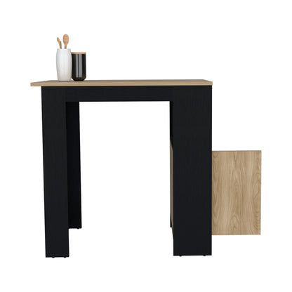 Small Black Kitchen Island - Rectangular Island with Storage