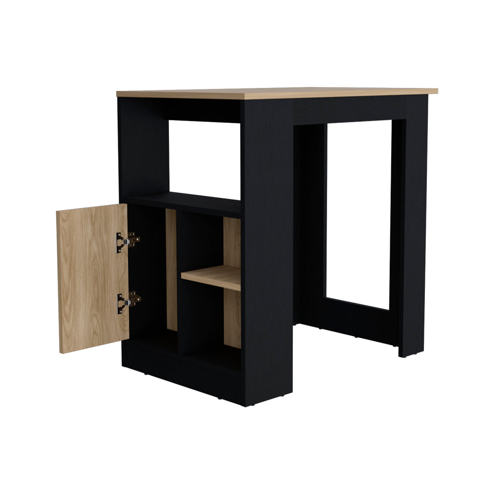 Small Black Kitchen Island - Rectangular Island with Storage