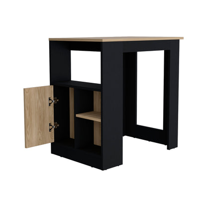 Small Black Kitchen Island - Rectangular Island with Storage