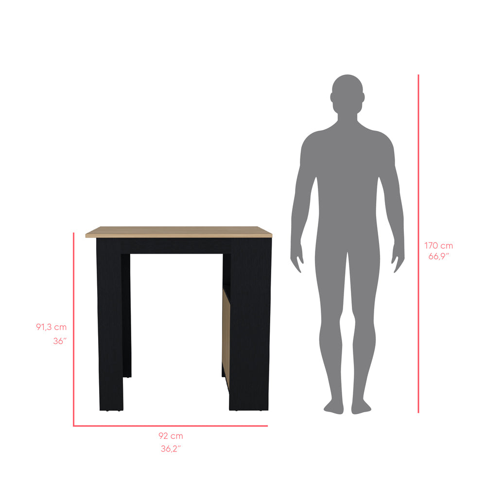 Small Black Kitchen Island - Rectangular Island with Storage