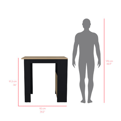 Small Black Kitchen Island - Rectangular Island with Storage