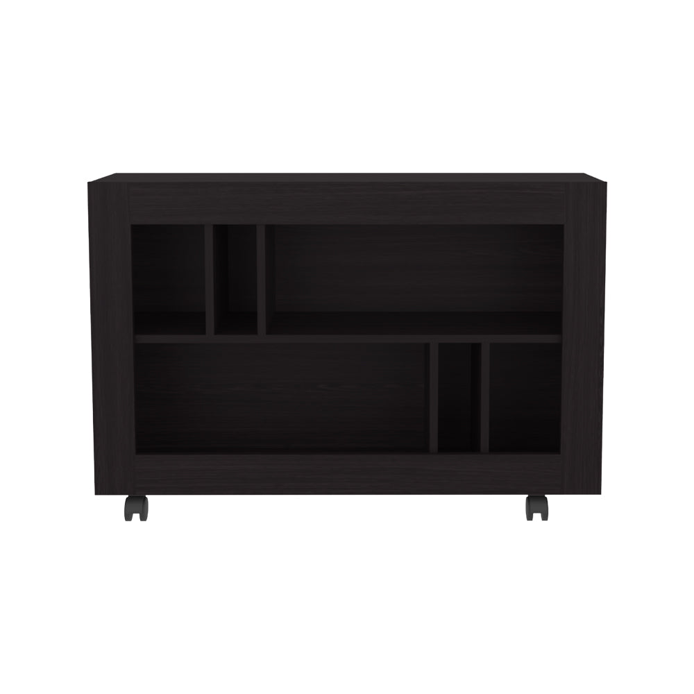 Black Engineered Wood Sideboard Cart - 94 x 37 x 25 Inches