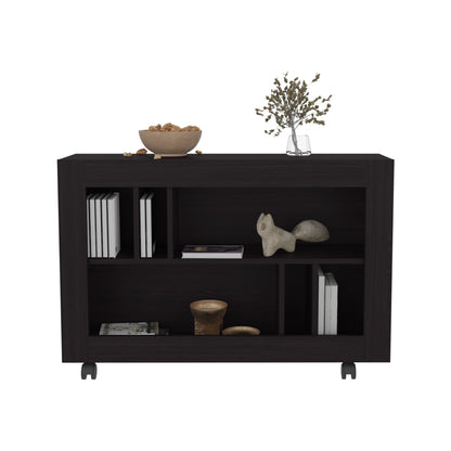 Black Engineered Wood Sideboard Cart - 94 x 37 x 25 Inches
