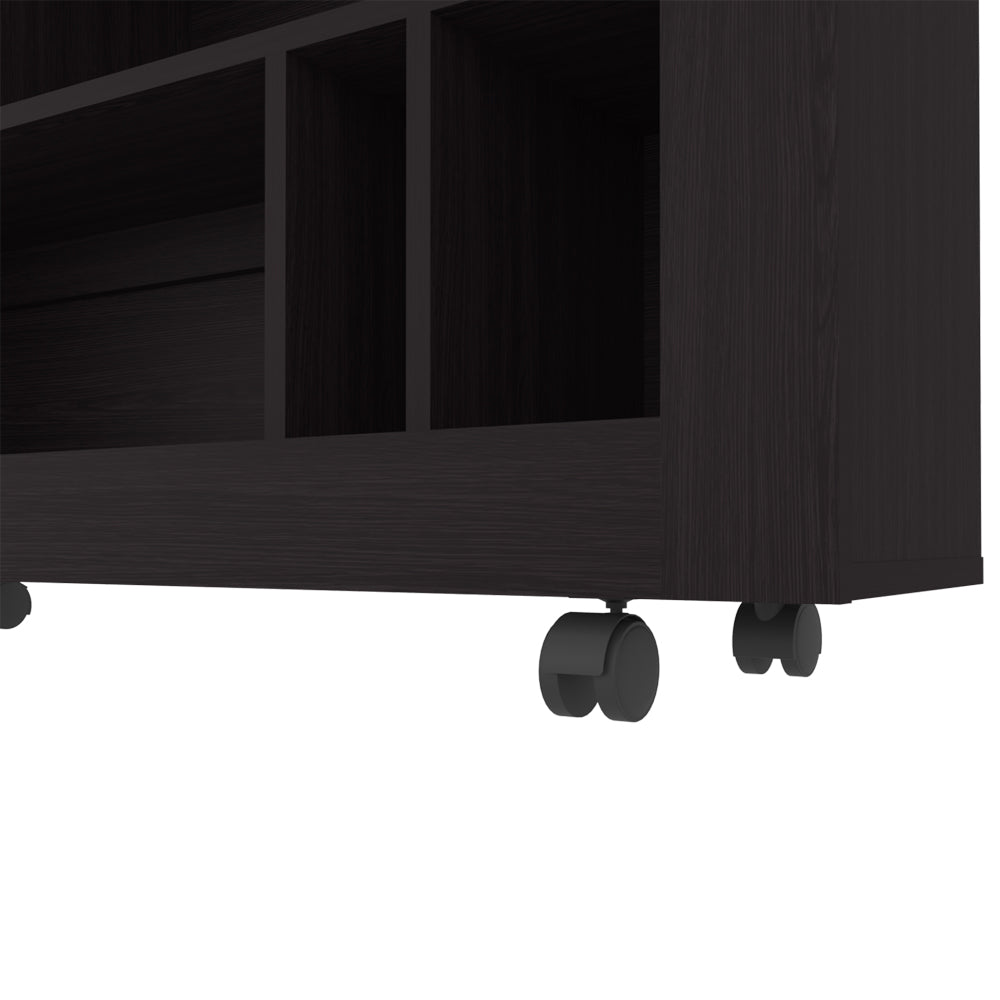 Black Engineered Wood Sideboard Cart - 94 x 37 x 25 Inches