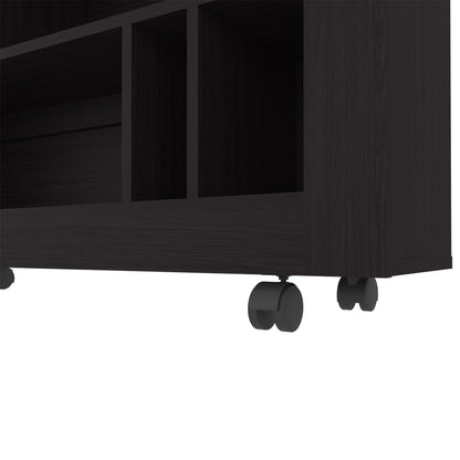 Black Engineered Wood Sideboard Cart - 94 x 37 x 25 Inches