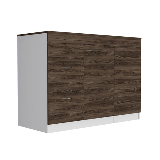 Kitchen Island Metask, Kitchen, White / Dark Walnut