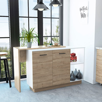 White Oak Kitchen Island Storage with Open Shelves for Dining Room